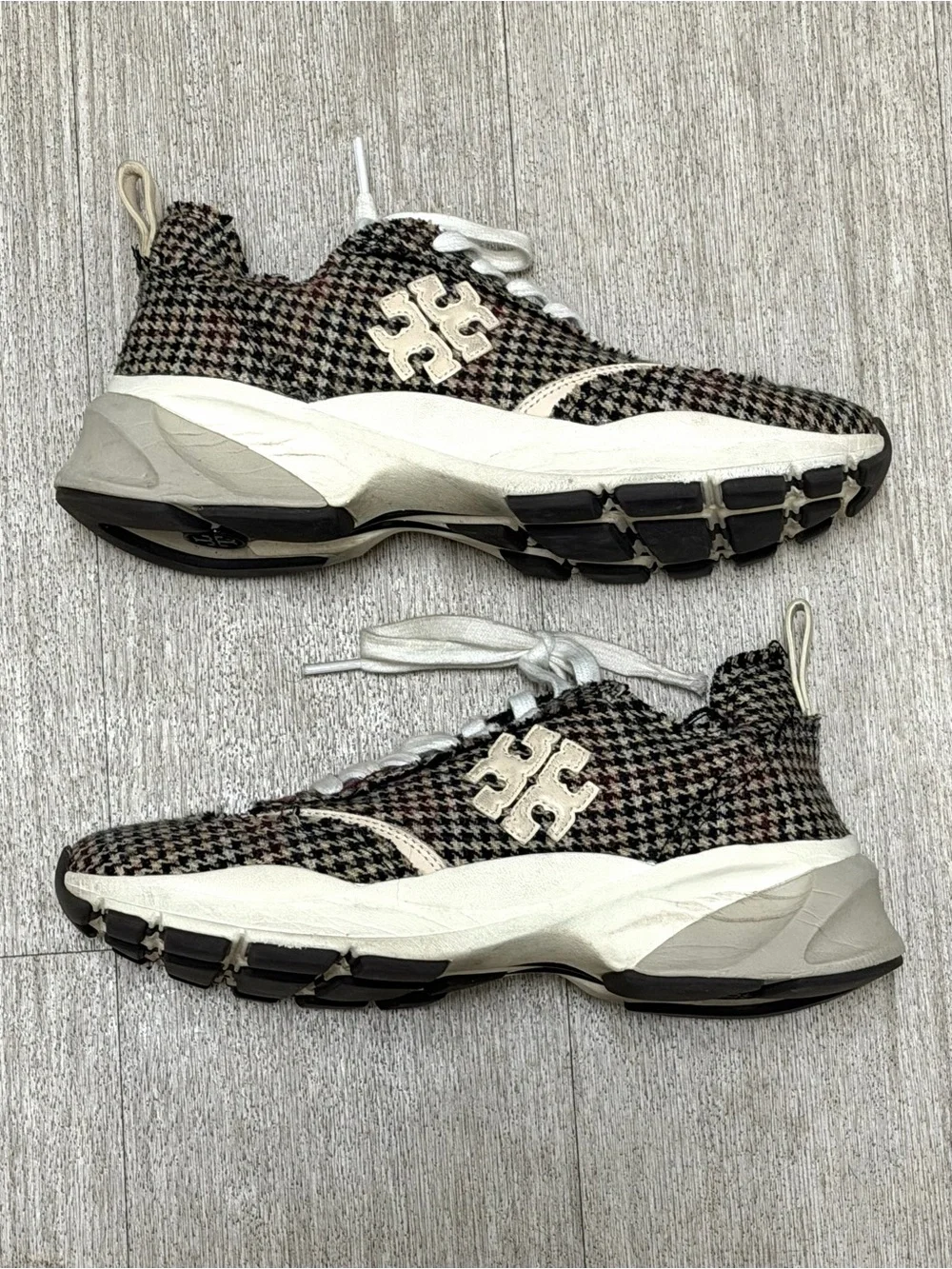 Tory Burch Men's Houndstooth Knit Sneakers - Black/Brown/White
